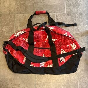 L.L. Bean Red and Black Floral Travel Bag